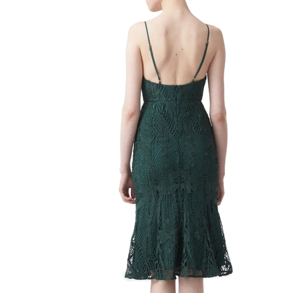 Aijek Green Love Is Embroidered Fit and Flare Lace Dress - Picture 3 of 15